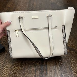 Kate Spade Kate tote,  Winter White Snake Print. Gold Hardware